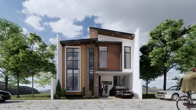 Design rendering of a modern two-storey residence